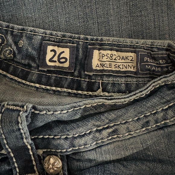 Miss Me Embroidered Skinny Destroyed Blue Jeans - Picture 4 of 5